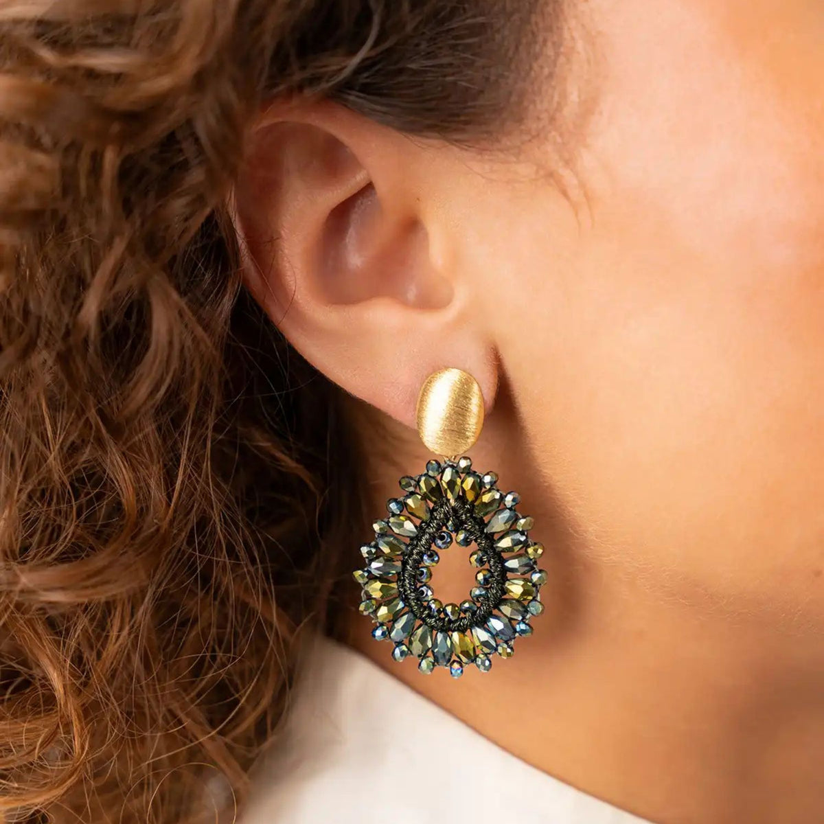 Metallic Green Silk Drop S Earrings - Robin