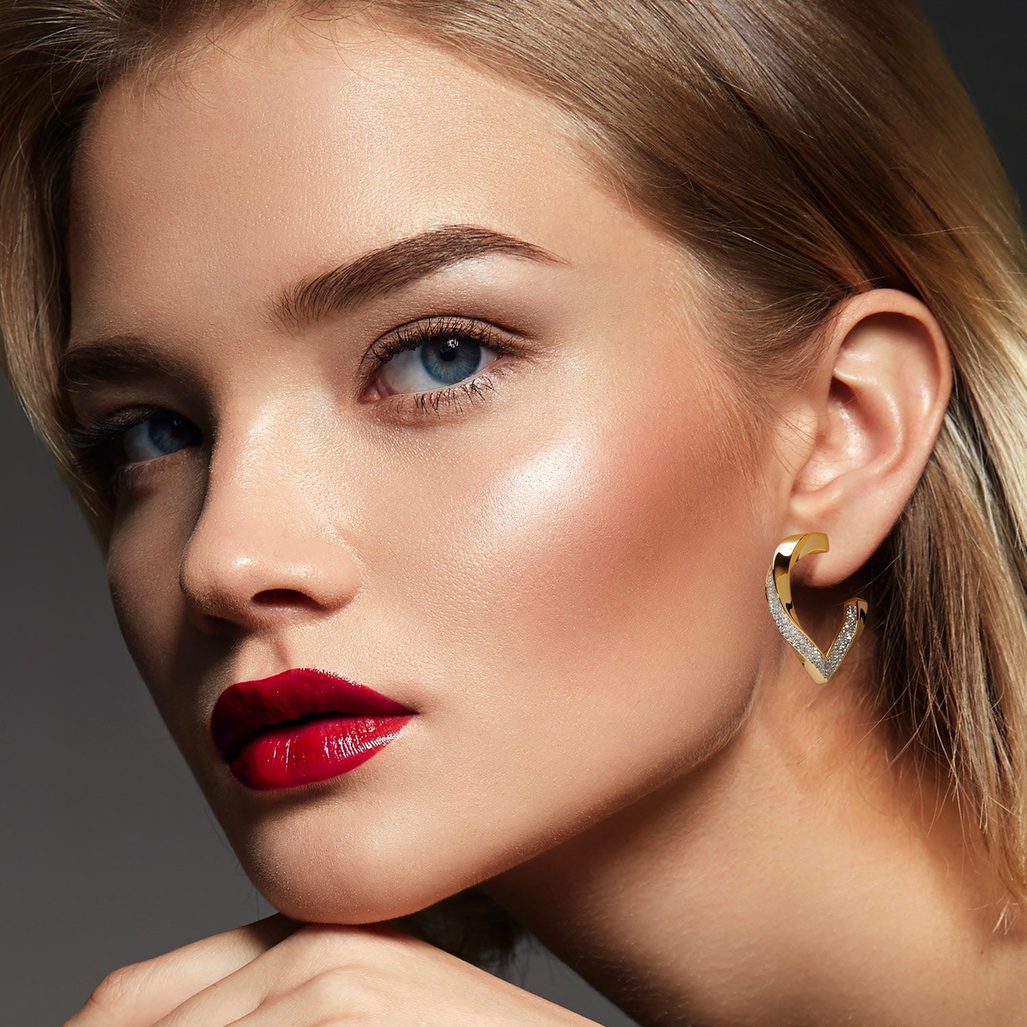 Twisted Stylized Waterdrop Drop Earrings With Pave Cz - Rose Gold