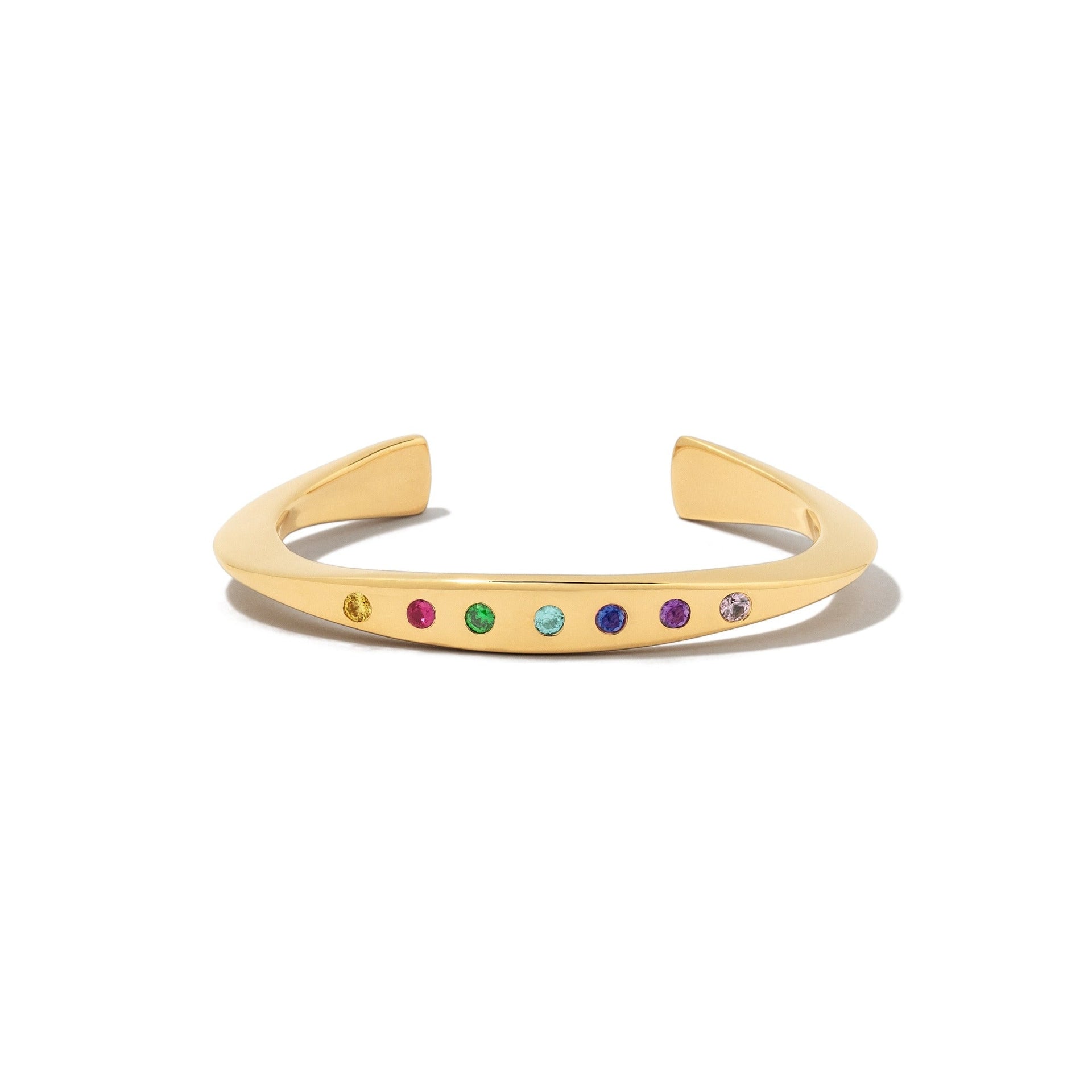 Gold Ellsworth Cuff With Rainbow Quartz
