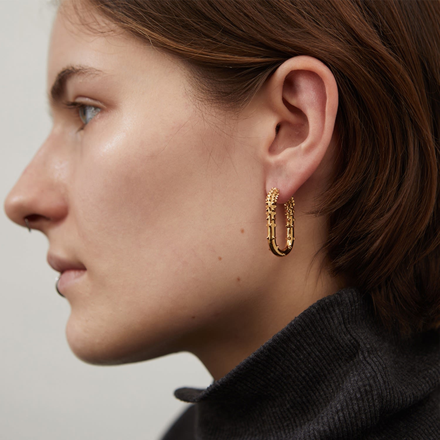Rectangle Hoop Earring - Gold
