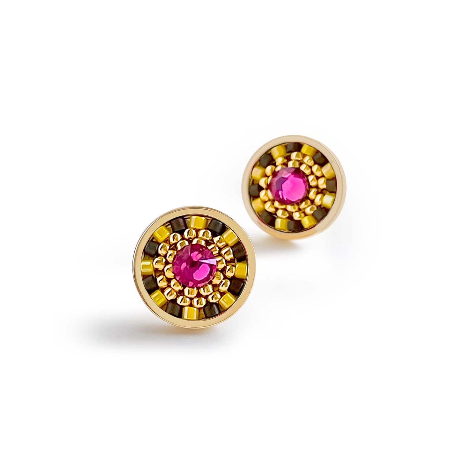 Striped Medallion Stud Earrings - Oriole