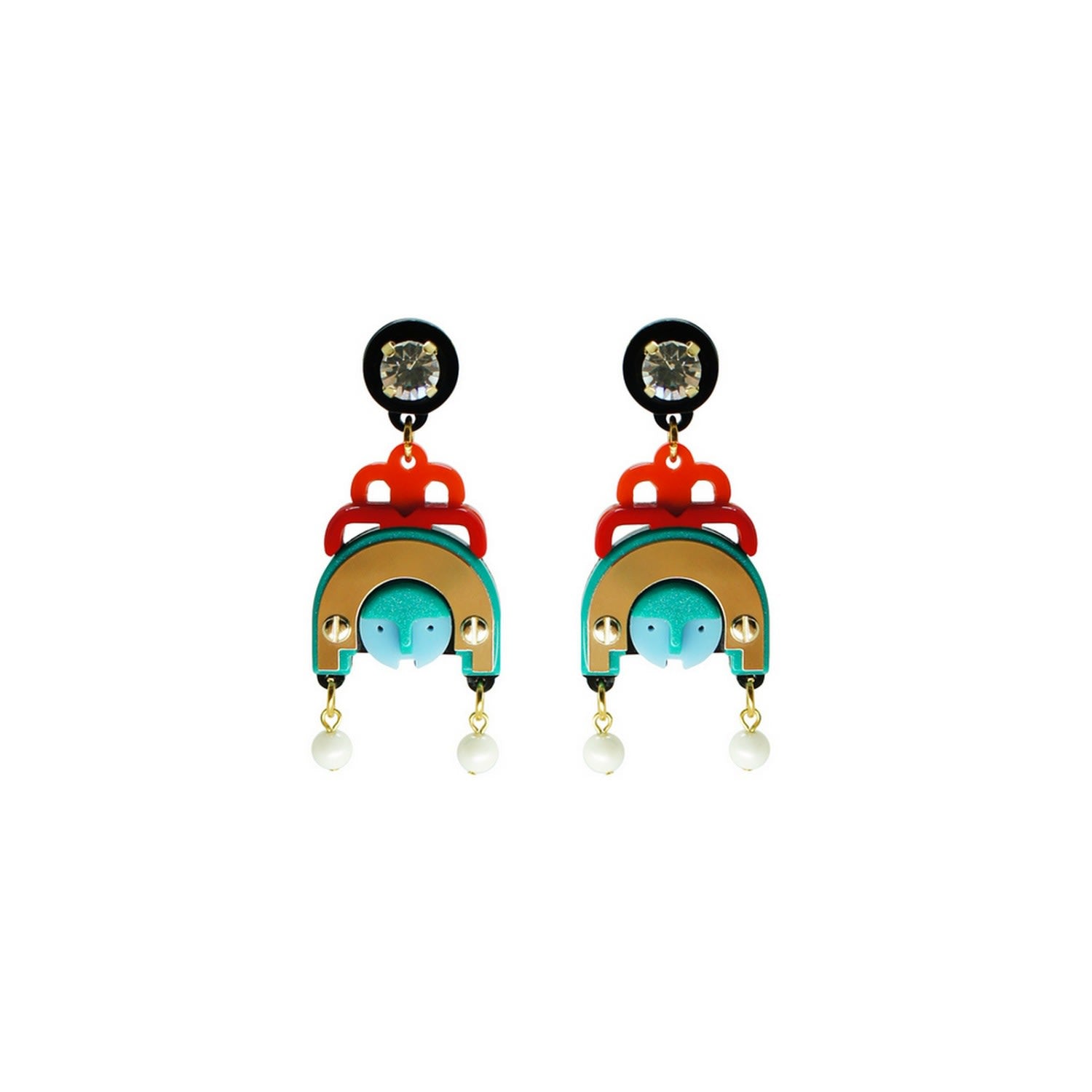 Acrylic Handmade Earring Ixchel - Green