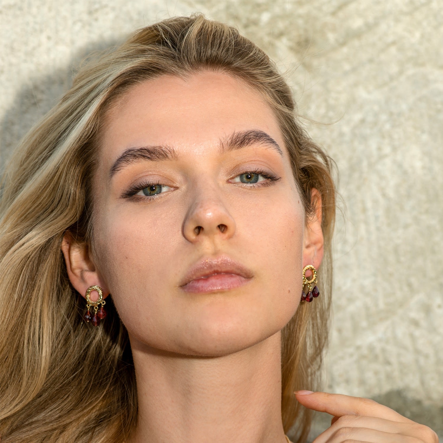 Liberty Gold Vermeil Garnet Stud Earrings