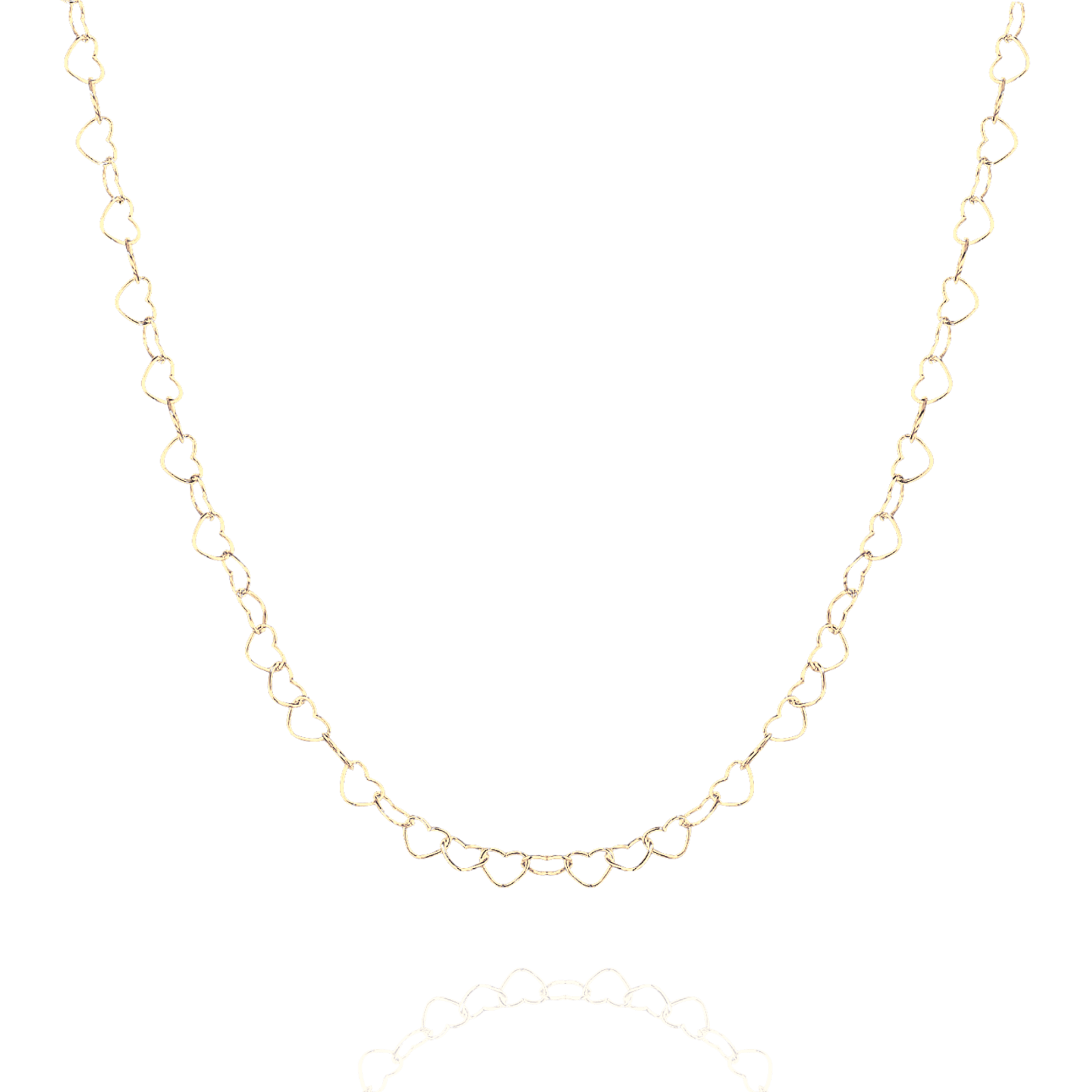 Love Heart Sterling Silver Chain Necklace - Gold