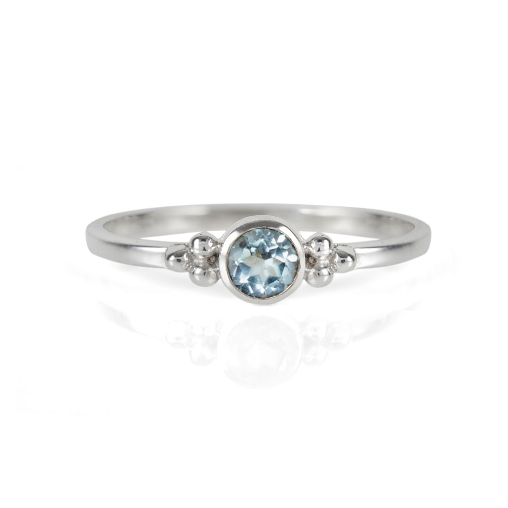 Holi Jewel Silver Stacking Ring - Blue Topaz
