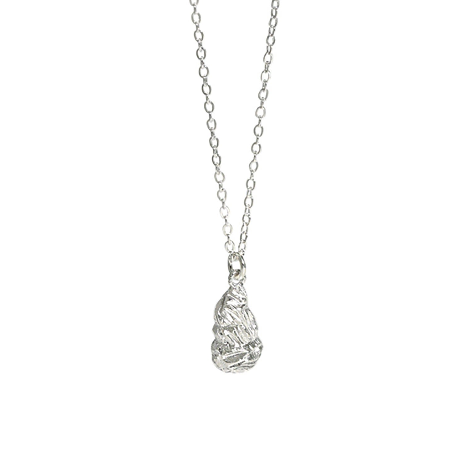 Stalaktos Textured Organic Teardrop Silver Necklace