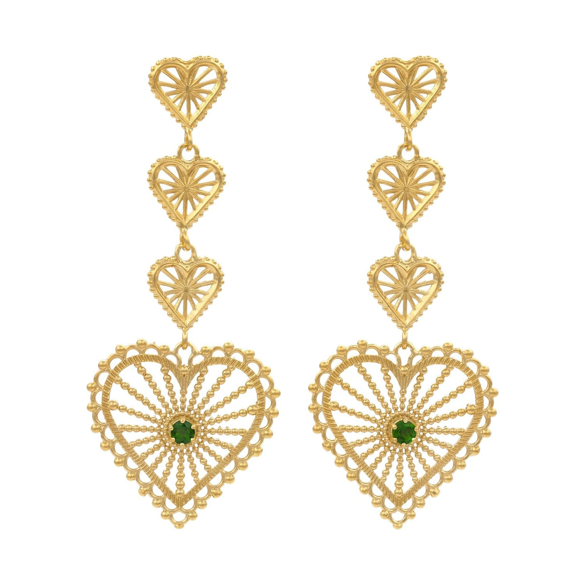 Mi Amor Earrings Gold Chrome Diopside
