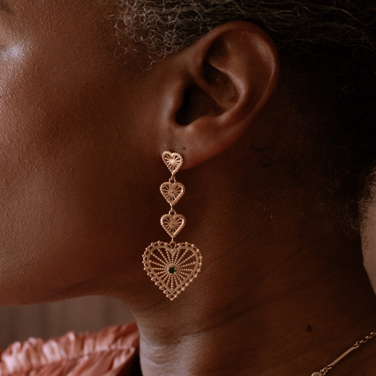 Mi Amor Earrings Gold Chrome Diopside
