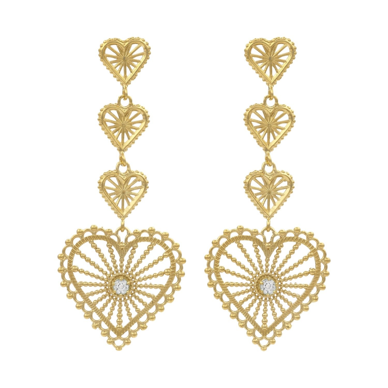 Mi Amor Earrings Gold White Zircon