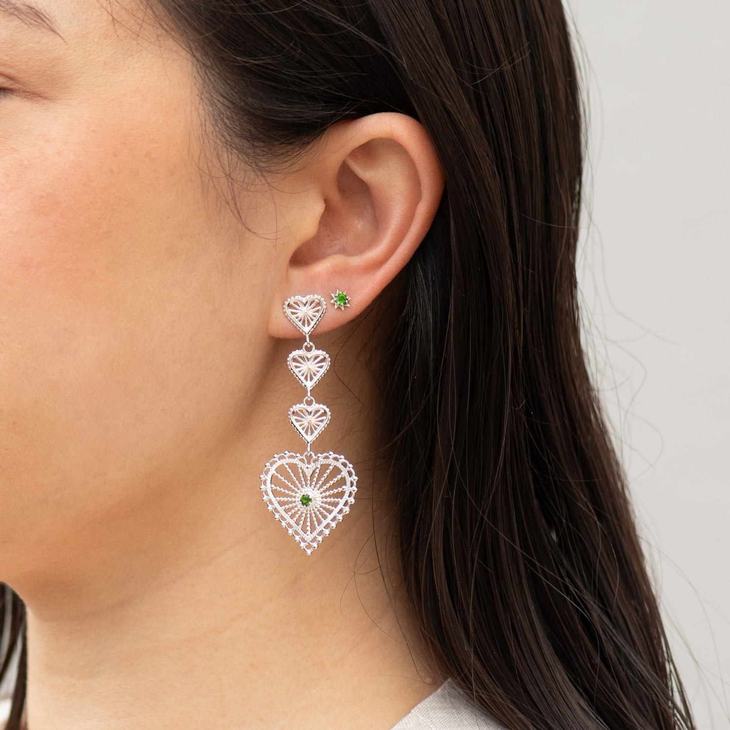 Mi Amor Earrings Silver Chrome Diopside