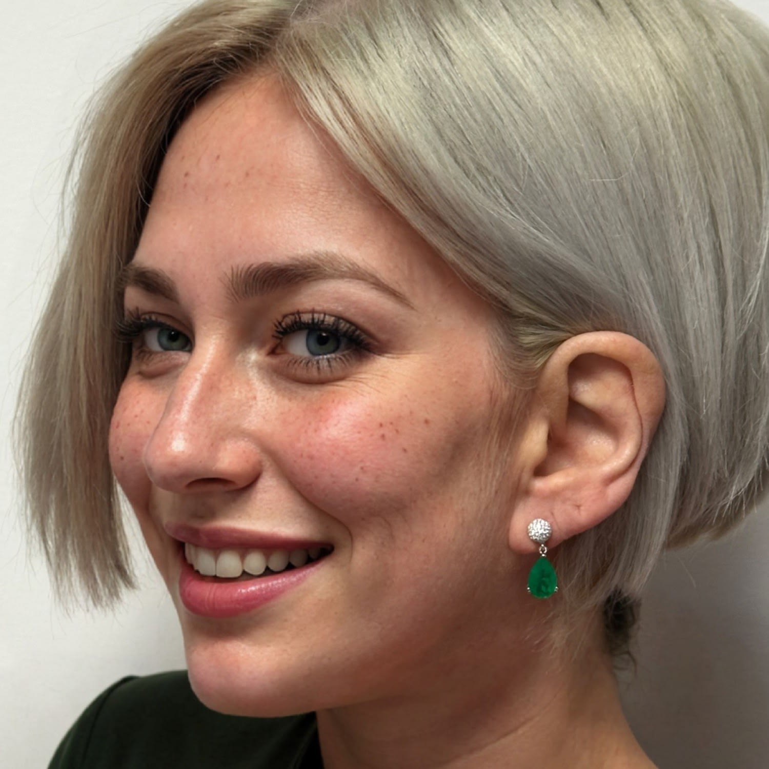 Mia Colombian Emerald Drop Earrings Silver