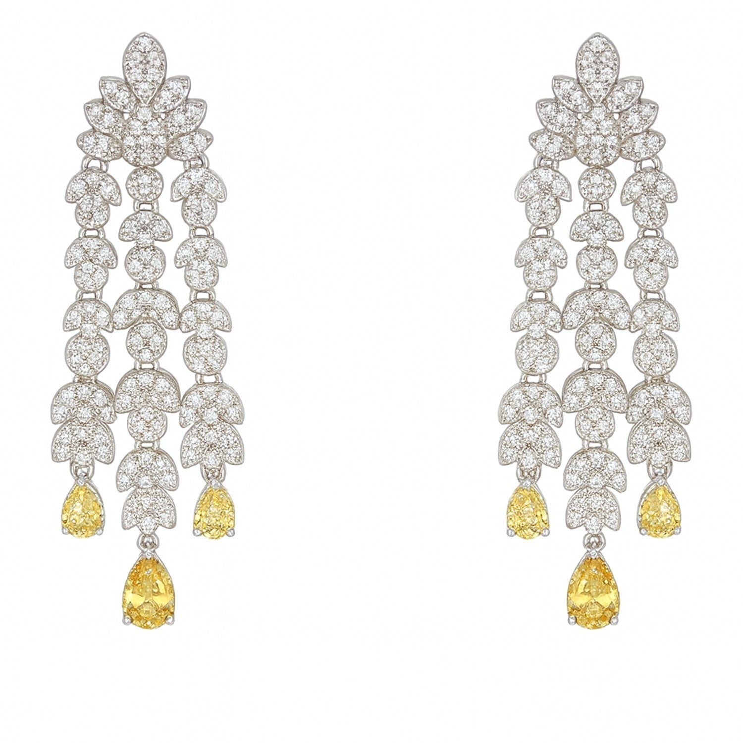 Mia Diamond And Canary Cacading Pierced Drops