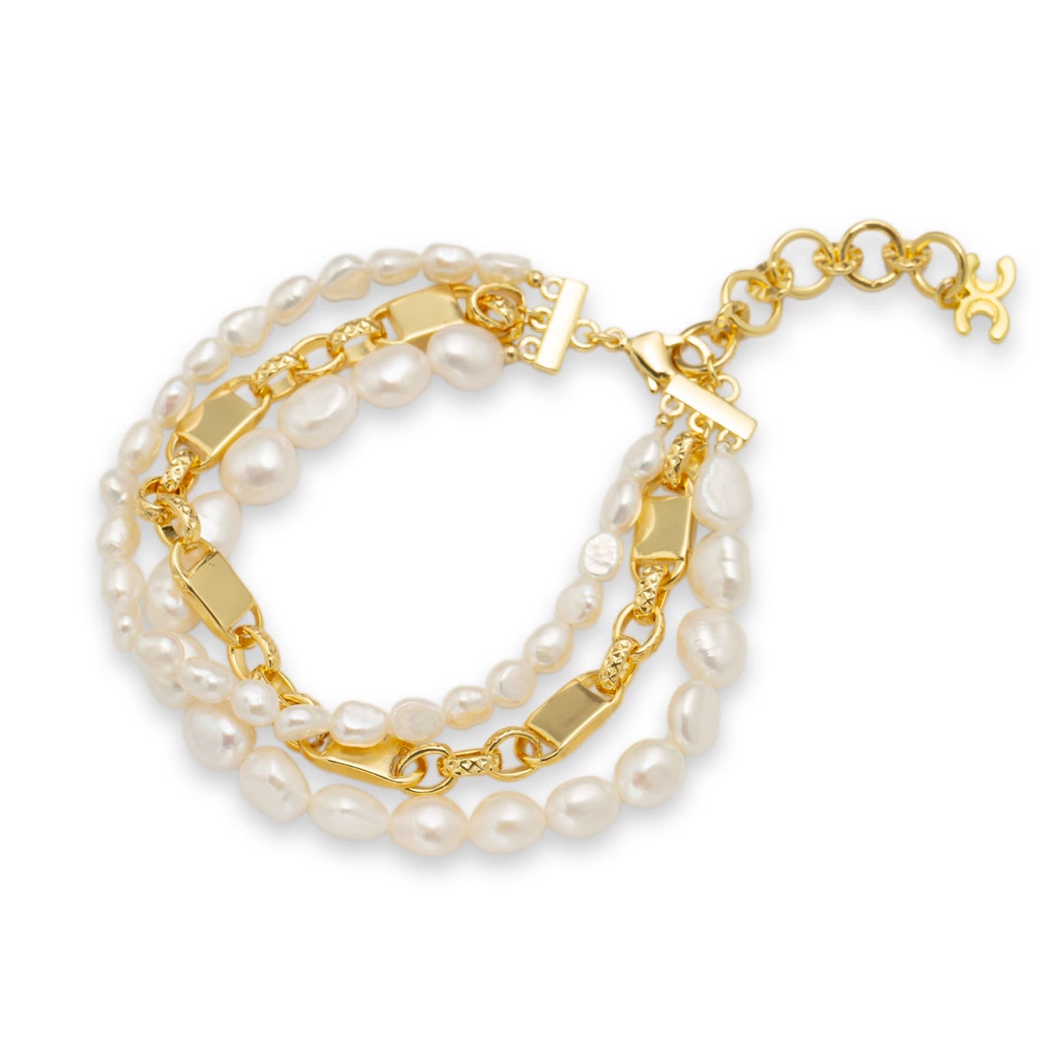 Mia Gold Layered Luxe Pearl Bracelet