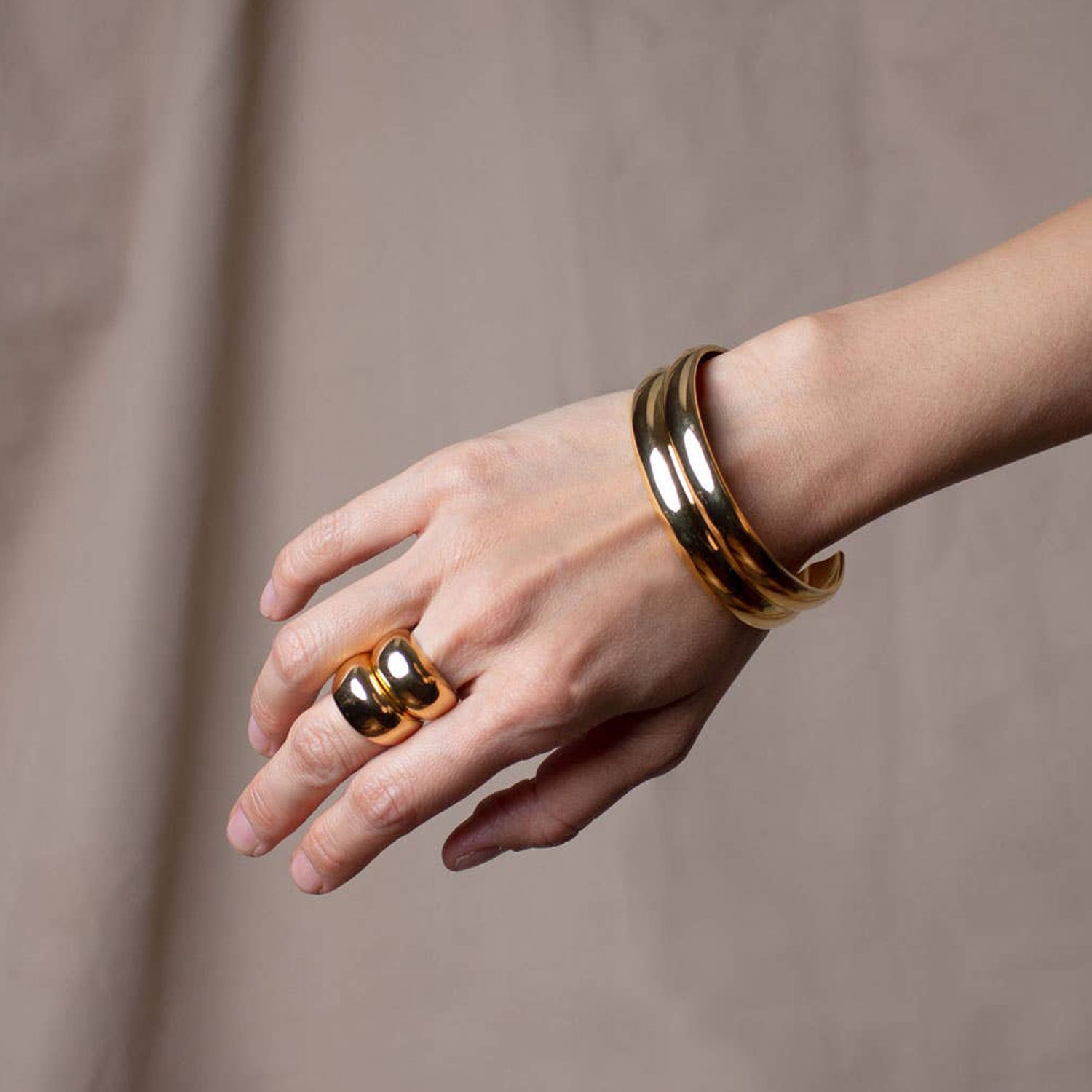 Mia Gold Minimalist Bangle Modern Statement Layering Bracelet