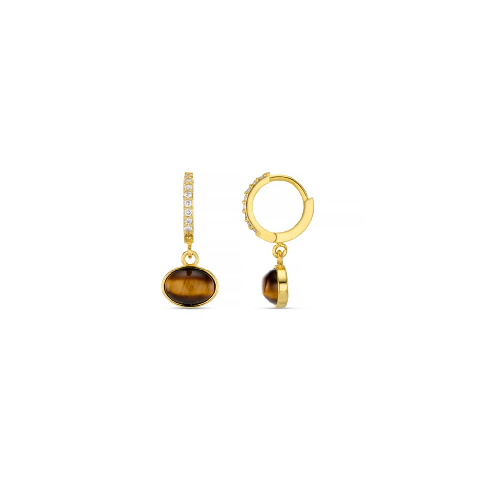 Semi-Precious Tiger’s Eye Pavé Micro Hoops