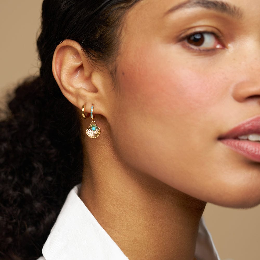 Turquoise Shell Micro Hoop Earrings