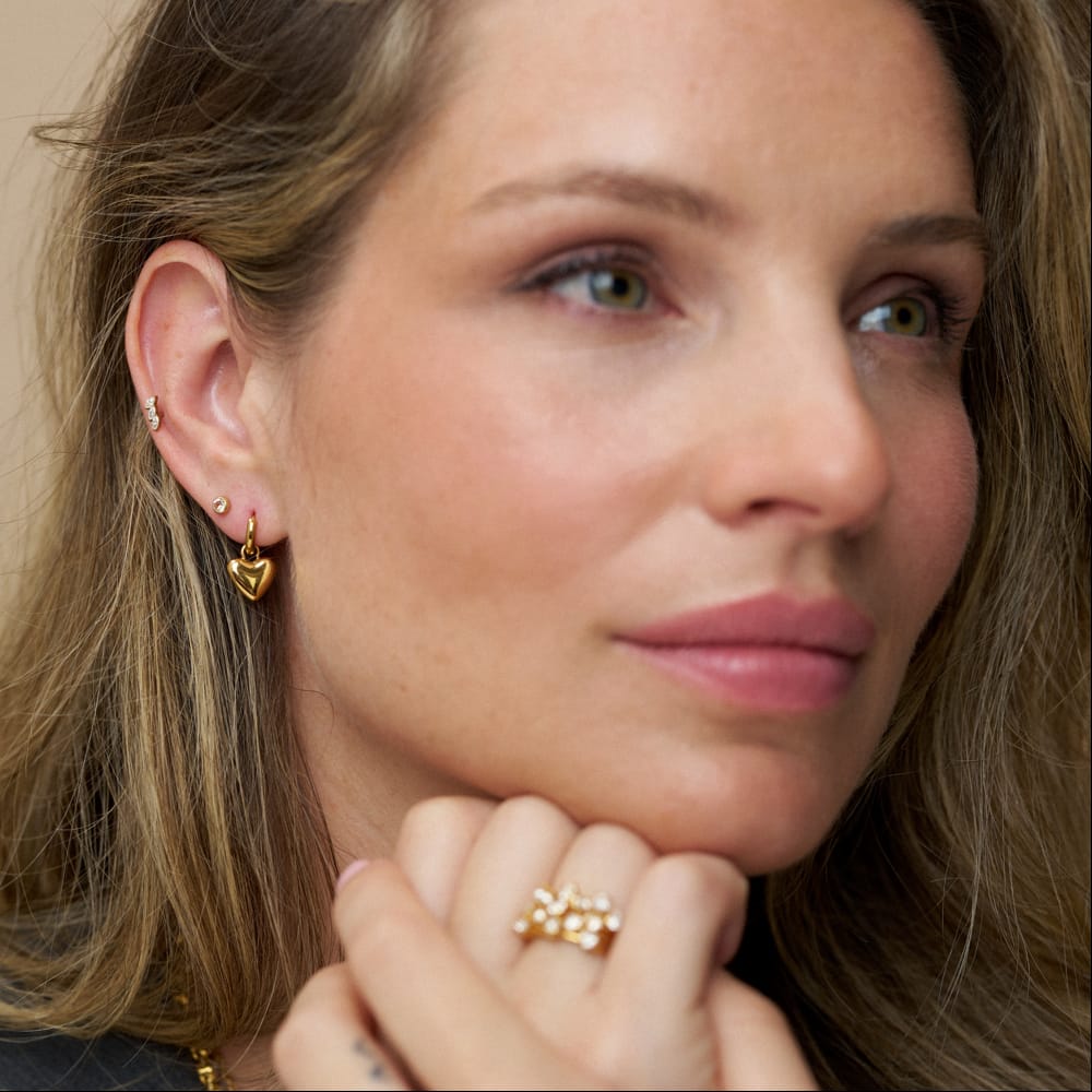LUXE Heart Charm Micro Hoop Earrings