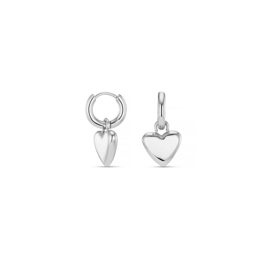 LUXE Heart Charm Micro Hoop Earrings - Silver