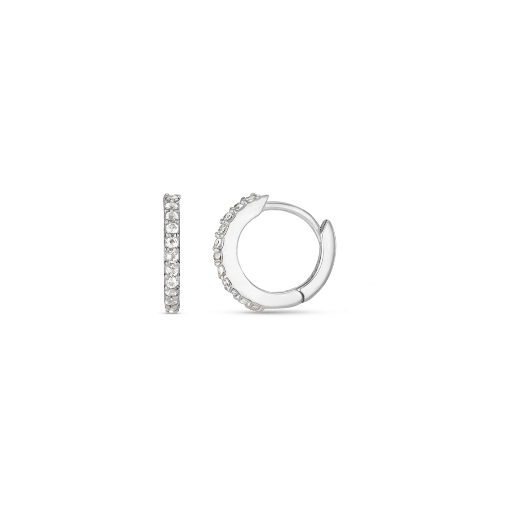 LUXE Pavé Micro Hoop Earrings Silver