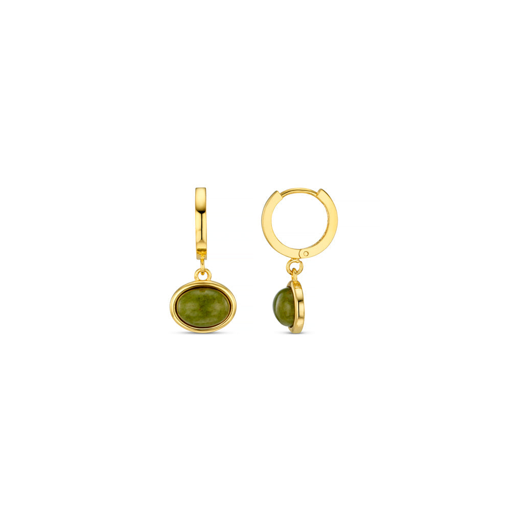 Semi-Precious Green Jade Micro Hoop Earrings