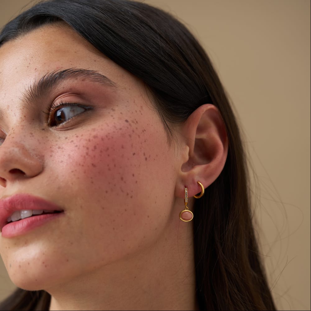 Semi-Precious Pink Jade Pavé Micro Hoop Earrings