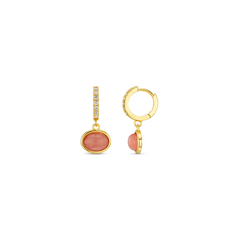 Semi-Precious Pink Jade Pavé Micro Hoop Earrings