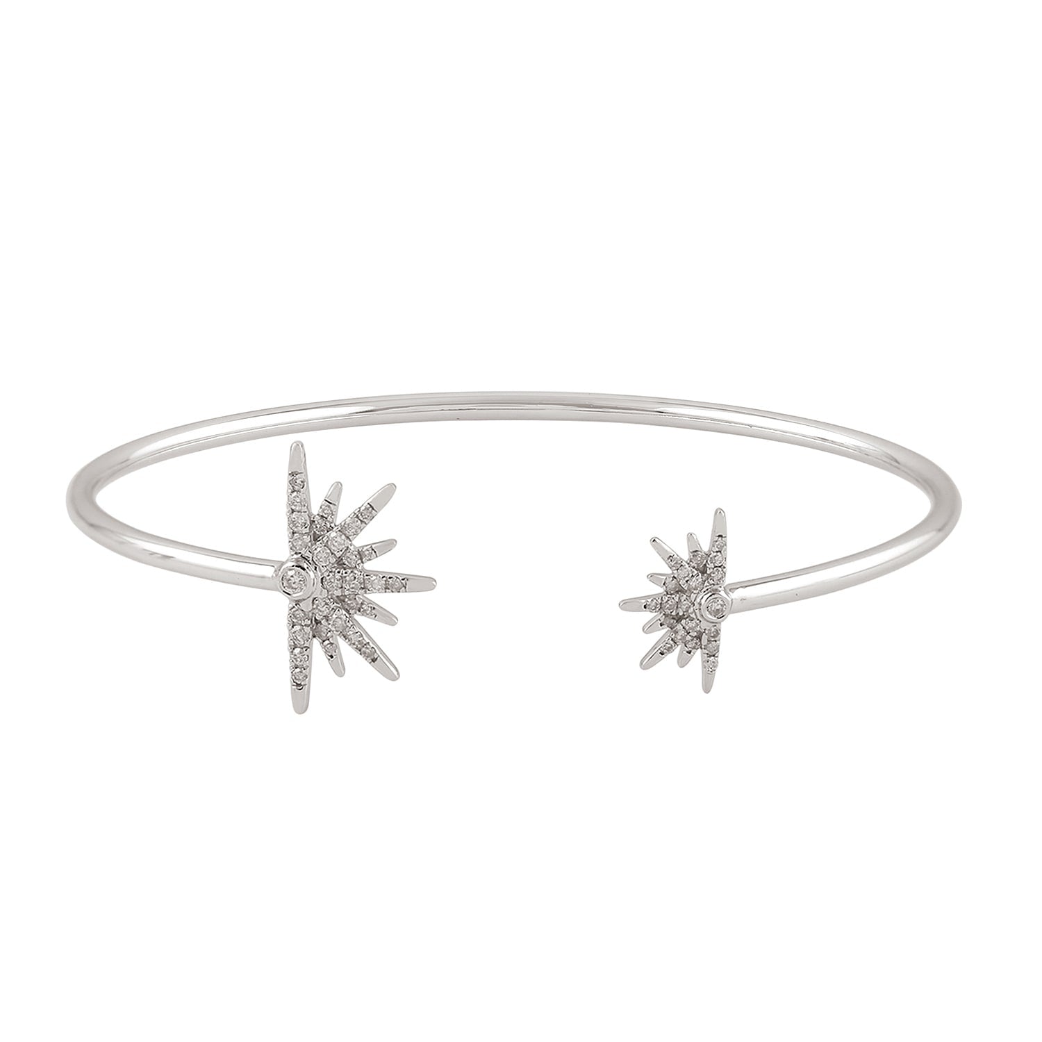 14K White Gold Minimalist Diamond Open Starburst Bracelet