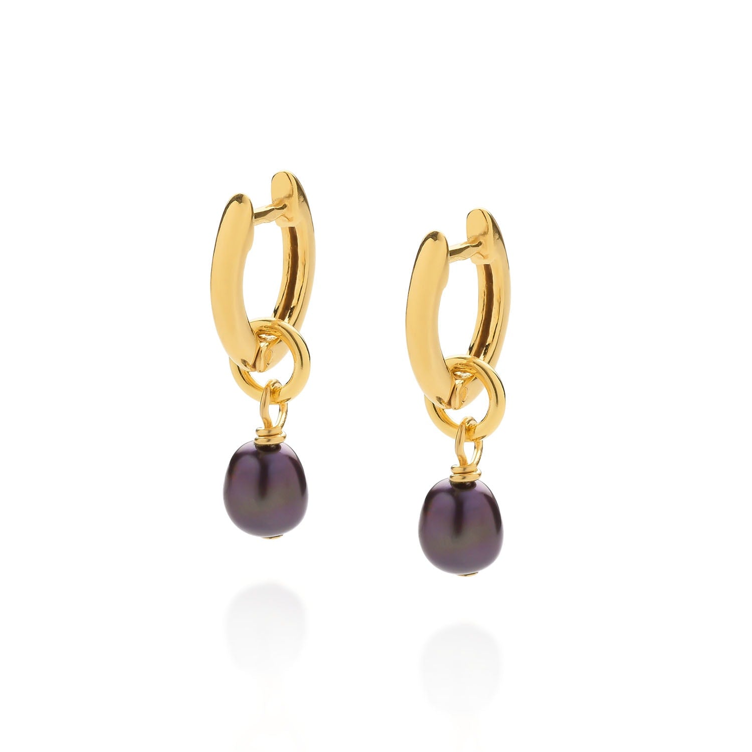 Micro Peacock Pearl Hoop Earrings - Gold Plated Sterling Silver