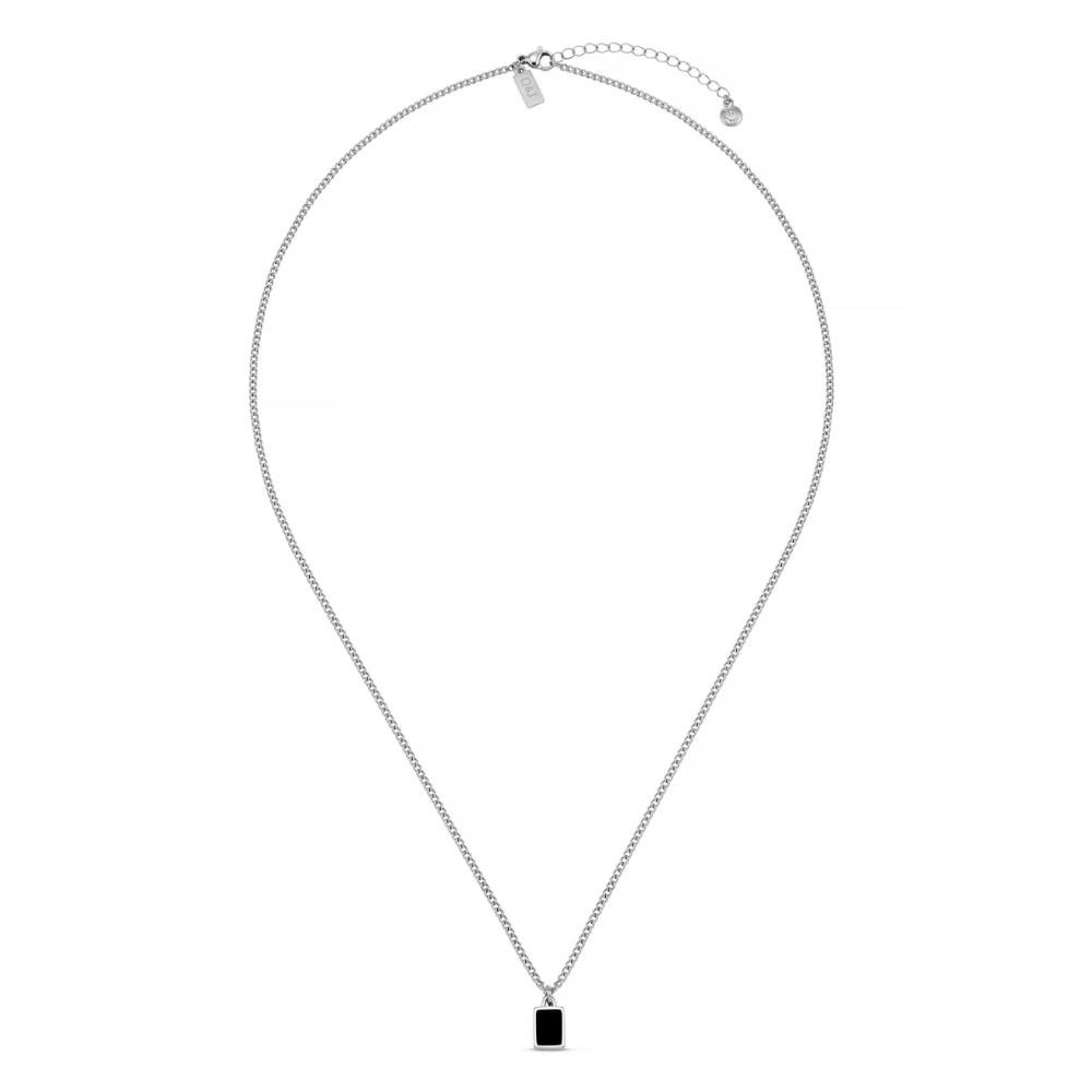 Black Agate Tag Chain Necklace
