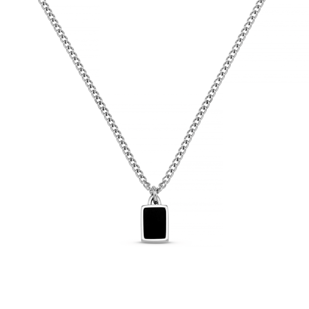 Black Agate Tag Chain Necklace