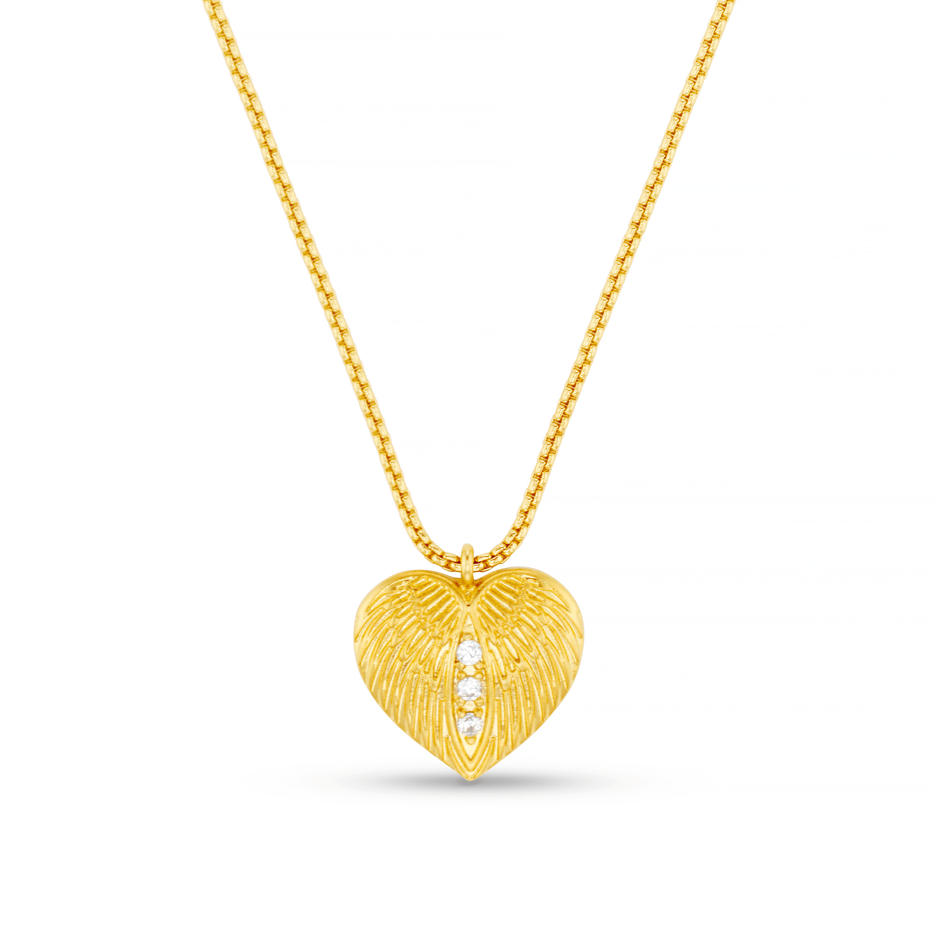 Textured Heart Charm & Crystal Necklace