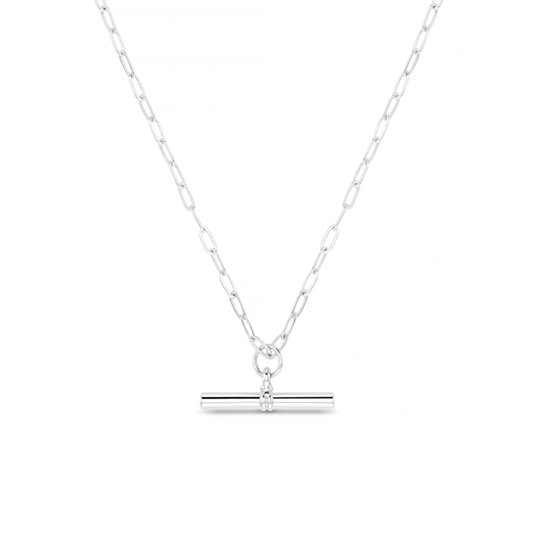 Chunky T-Bar Mid Length Necklace - Silver