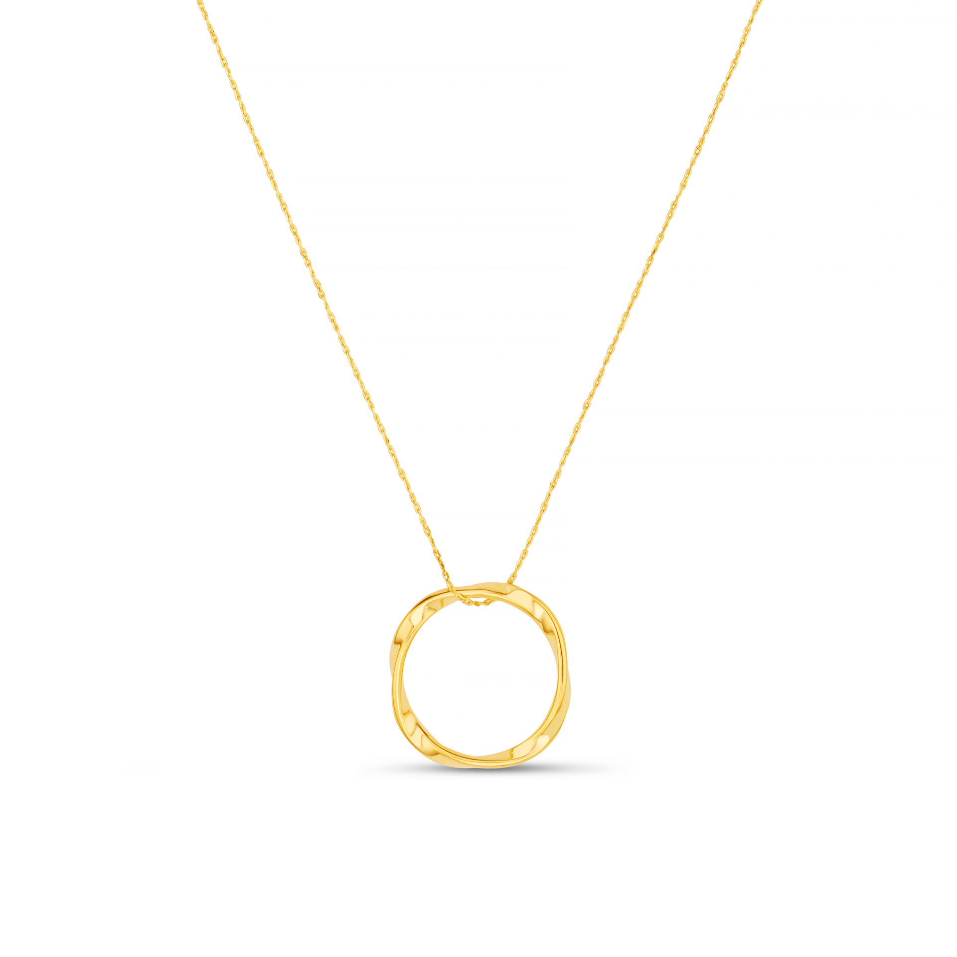 Open Circle Mid Length Necklace - Gold