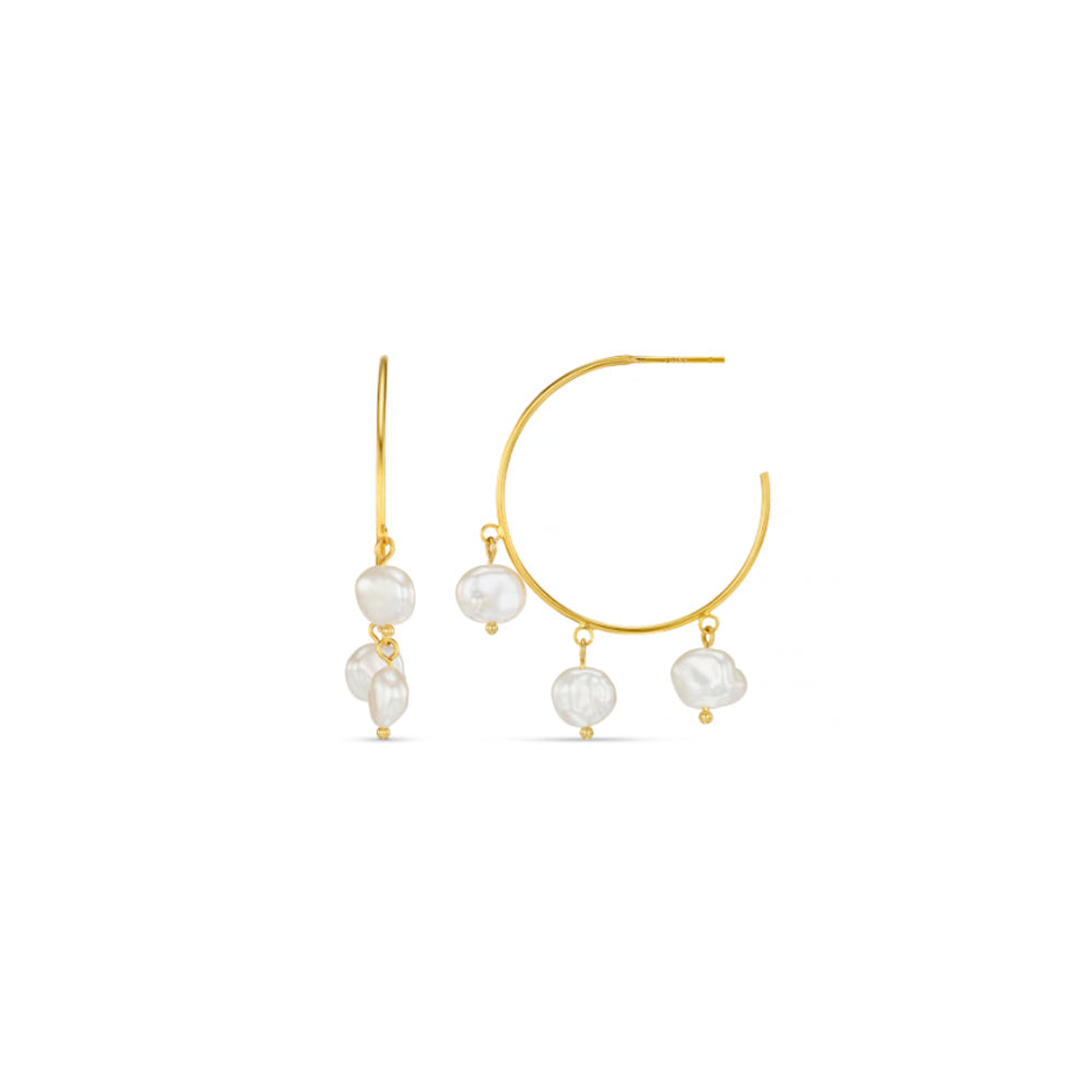 Fine Pearl Shaker Hoop Earrings