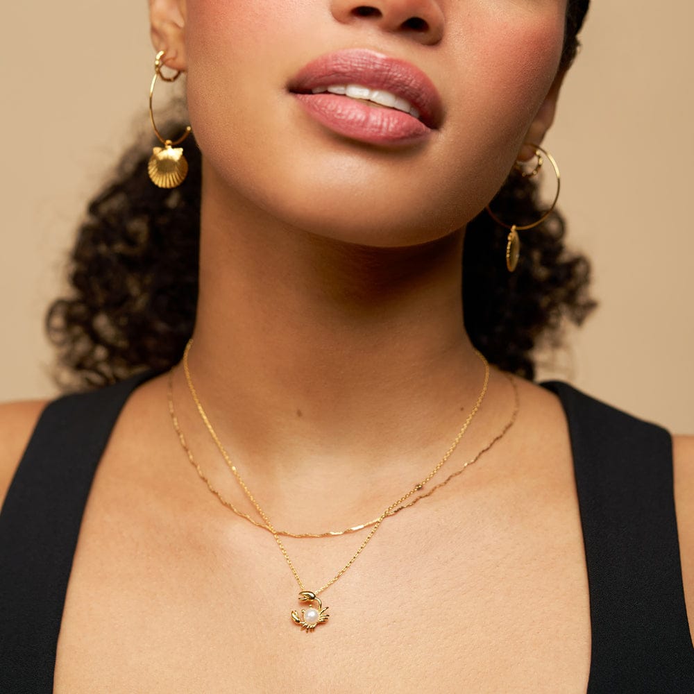 Pavé Shell Fine Hoop Earrings