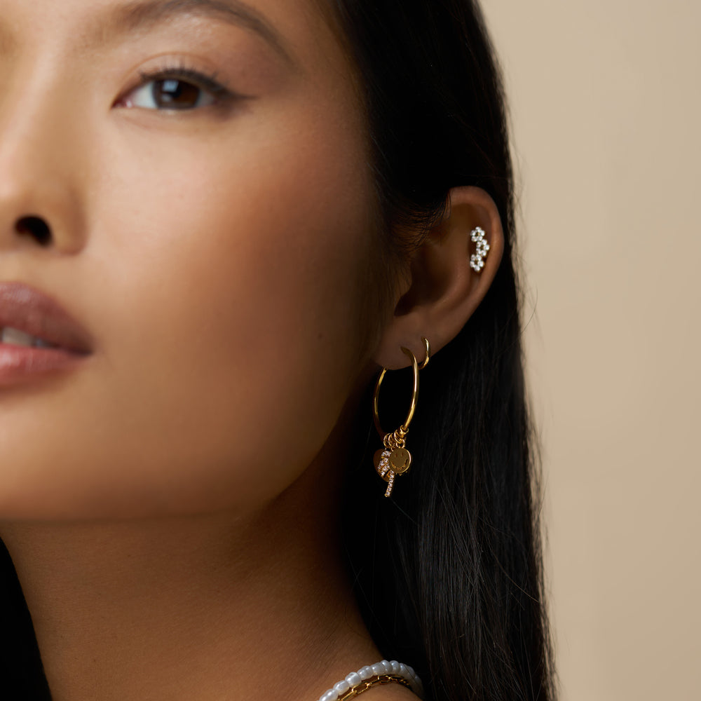Eclectic Mixed Charm Mid-Size Hoop Earrings