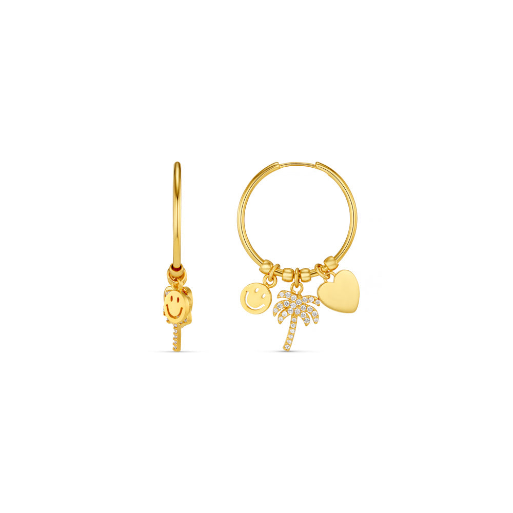 Eclectic Mixed Charm Mid-Size Hoop Earrings