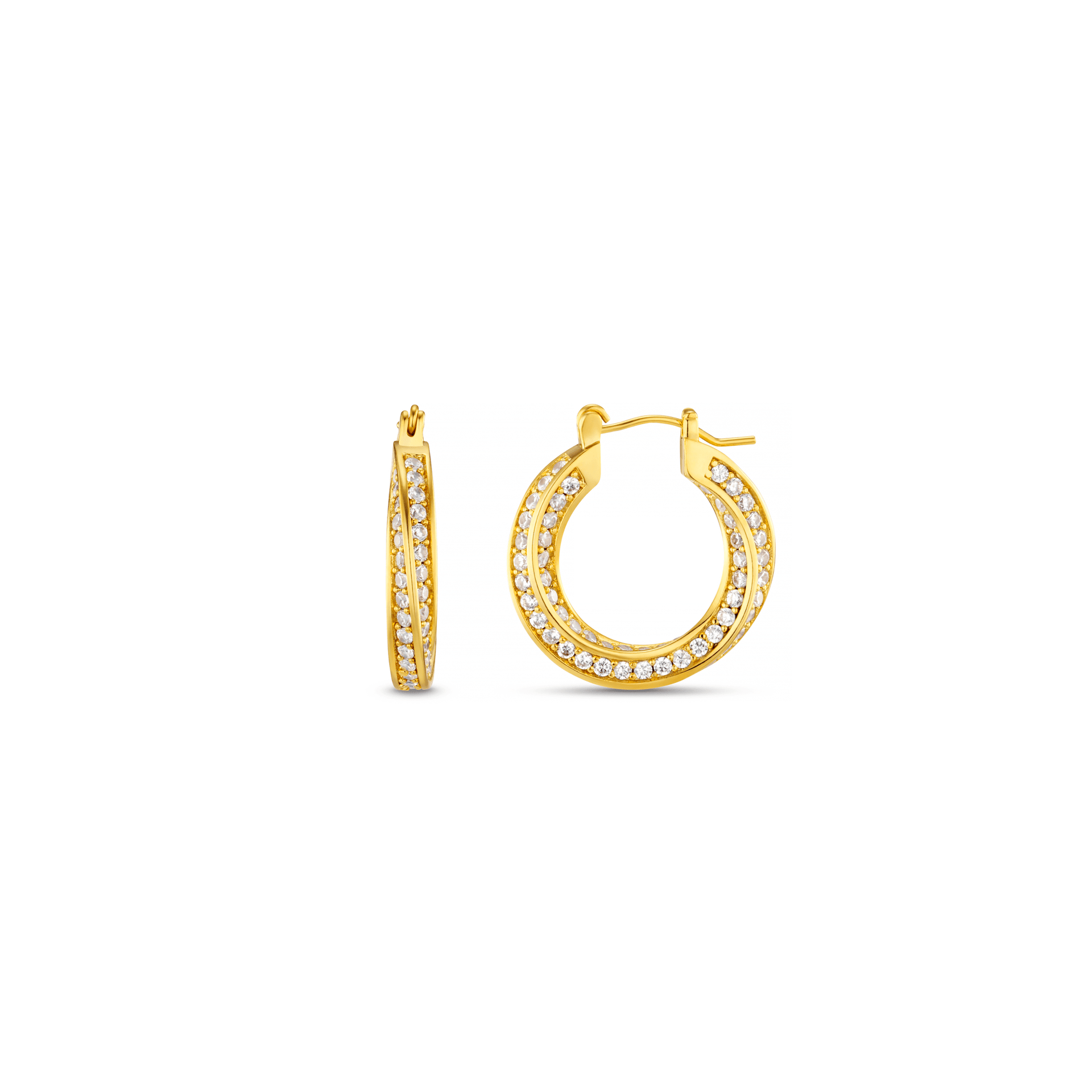 Pave Intertwined Mid Size Hoop Earrings
