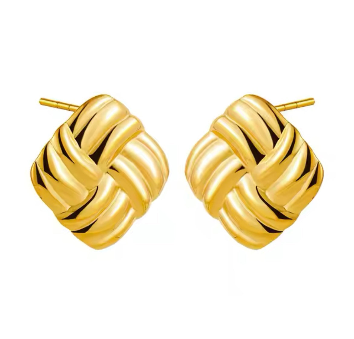 Midi Wind Gold Square Earrings