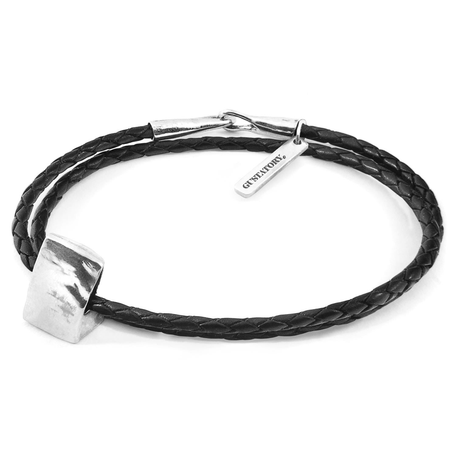 Midnight Black Gustatory Coffee Bag Silver & Braided Leather Bracelet