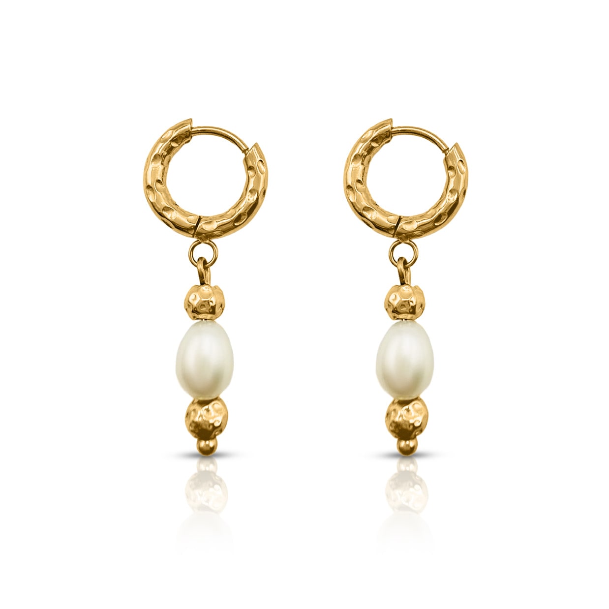 Midnight Run Pearl Huggie Hoop Earrings