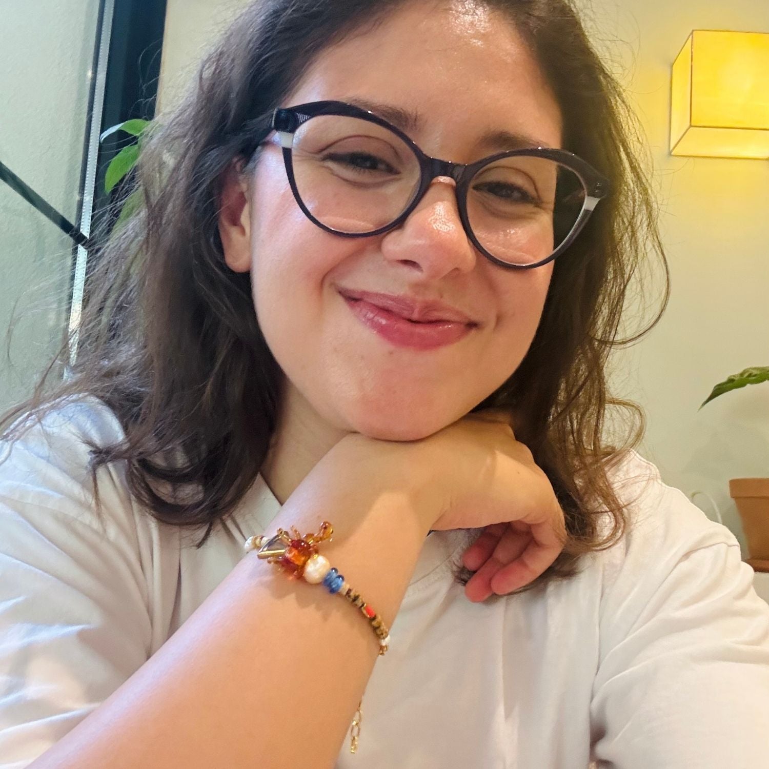 Midnight Stroll – Handmade Murano Glass Camel Bracelet With Jasper, Pearl & Bohemian Glass Beads