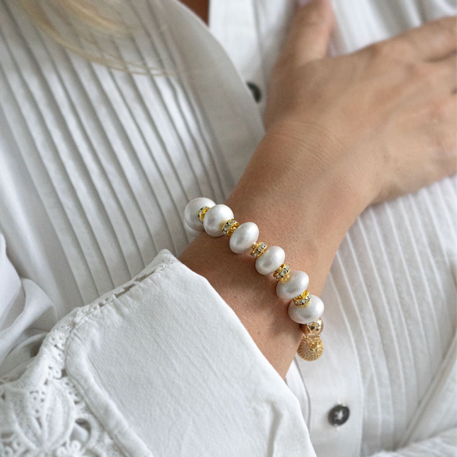 Mika Bracelet In White Heron