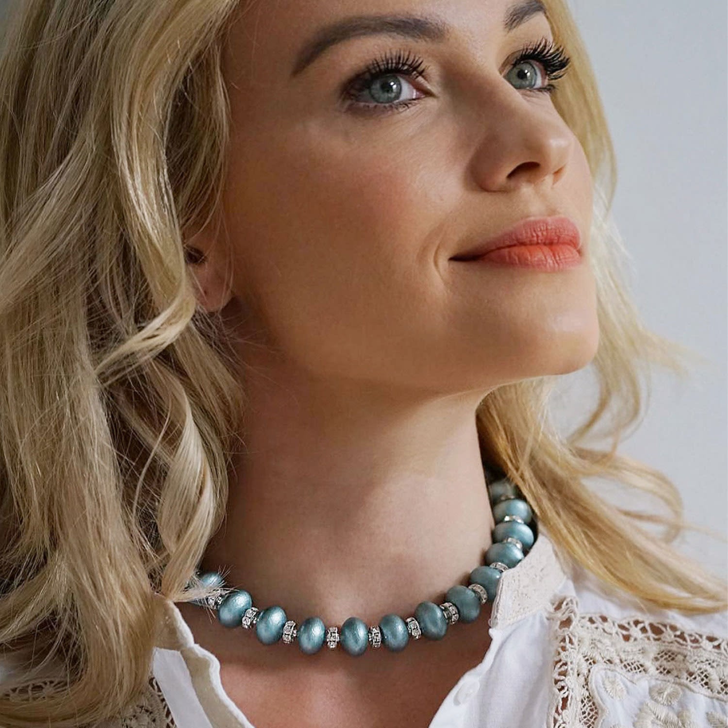 Mika Necklace In Aqua Blue
