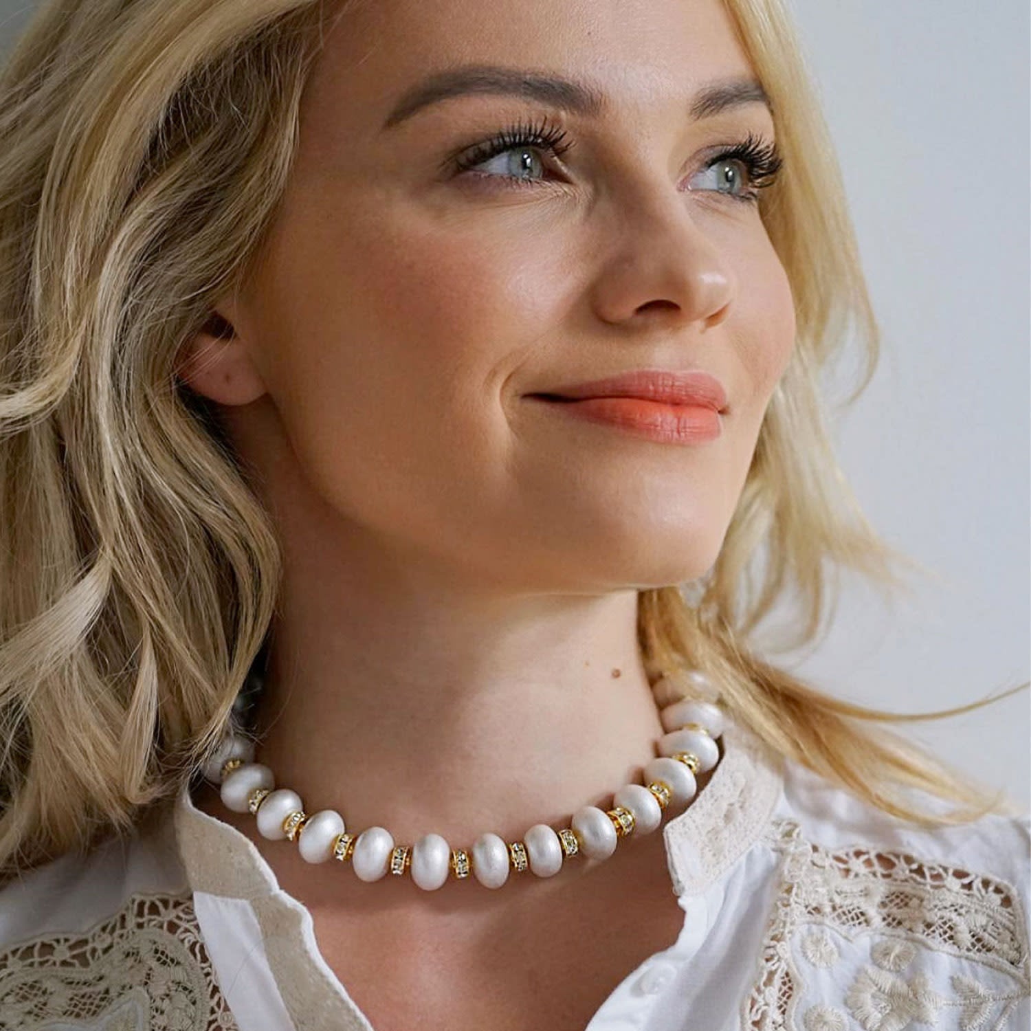 Mika Necklace In White Heron