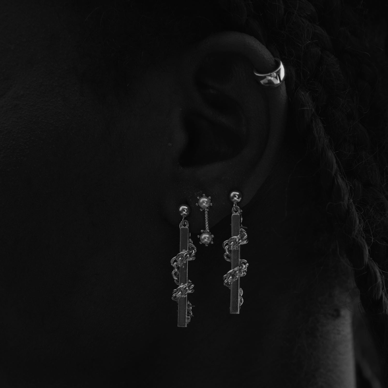Flower Beads Bar Earrings