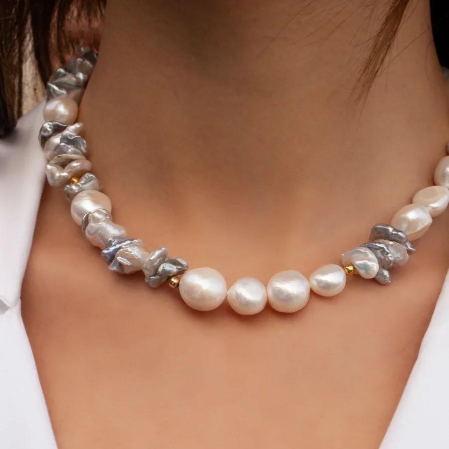 Mila Gray Baroque Pearl Necklace