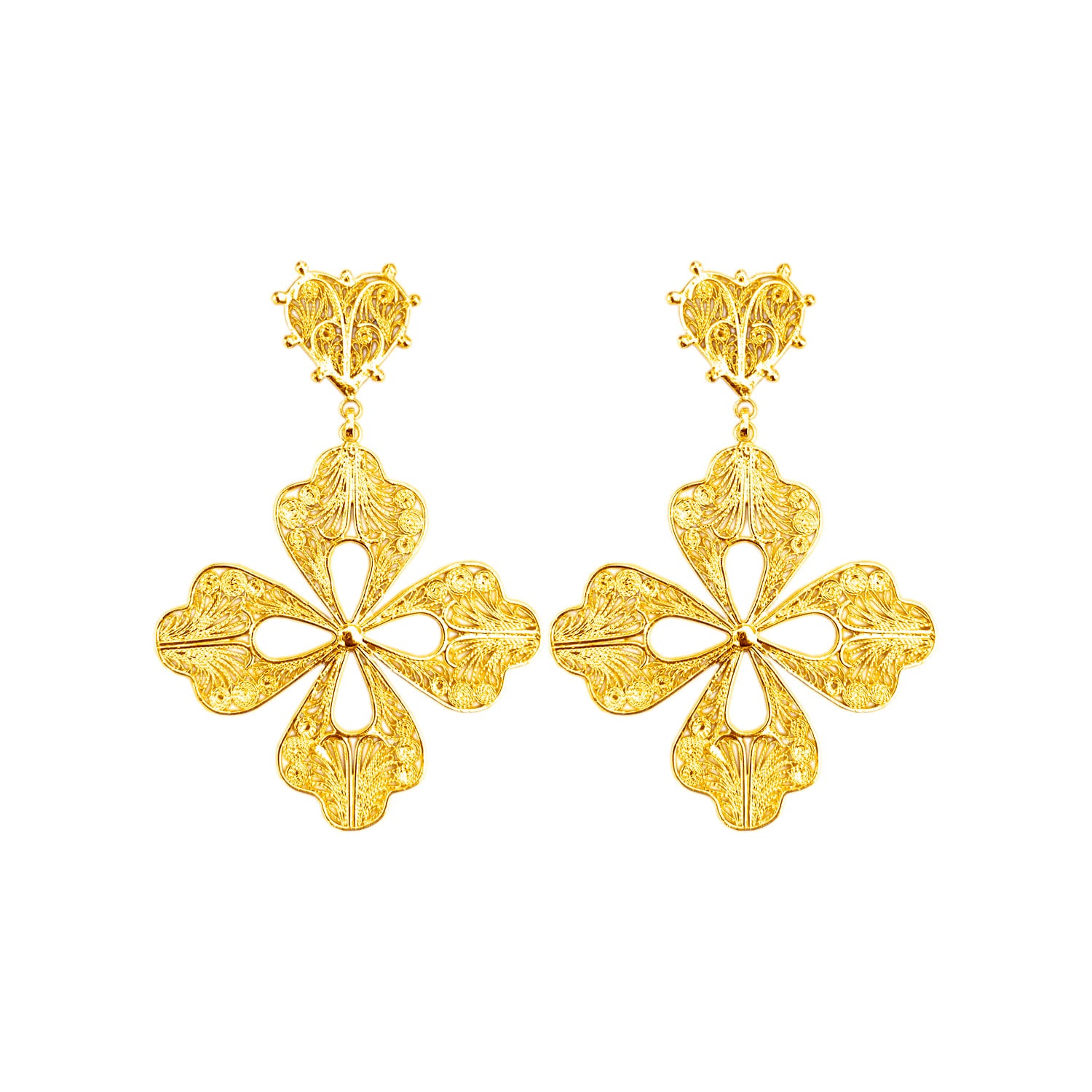 Milagros Cross Golden Earrings