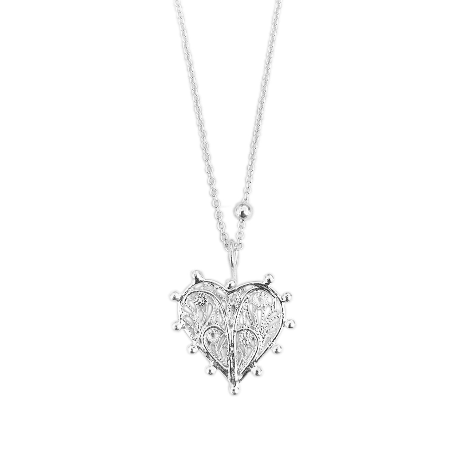 Milagros Full Heart Silver Necklace