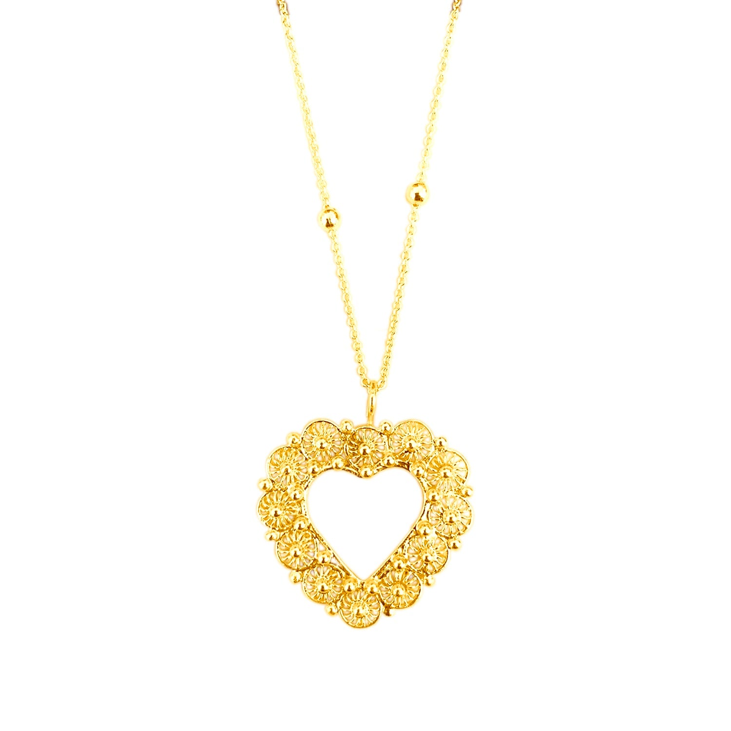 Milagros Heart Shape Golden Necklace